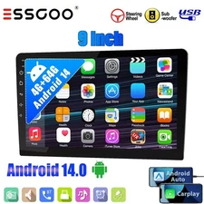 9" Double 2 DIN Android14 Carplay Car Stereo Radio GPS BT IPS Touch Screen 4+64G