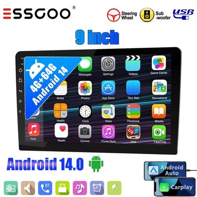 9'' Double 2 DIN Android14 Carplay Car Stereo Radio GPS BT IPS Touch Screen 4+64G