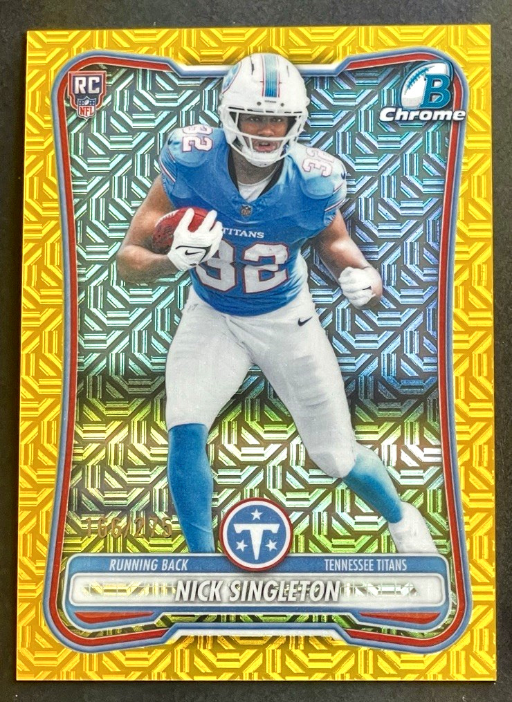 2026 Bowman Chrome Nick Singleton /275 Rookie Yellow Mojo RC #BCV-147 Titans