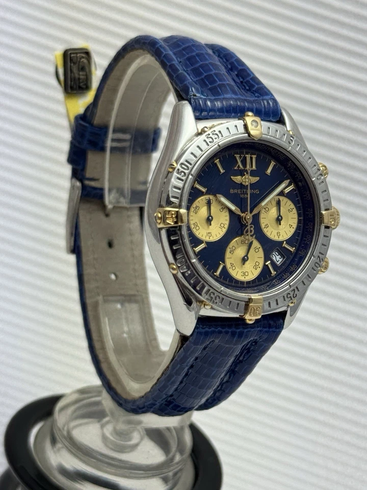 Breitling Jetstream B55048 Chronograph blaues Zifferblatt Stahl /Gold 18K ,36mm - Bild 3 von 4