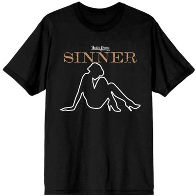 Men's Judas Priest Sin After Sin Sinner Slogan Lady T-shirt Small Black