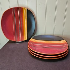 Home Trends Bazaar Red/Orange 10 ¼” Dinner Plate - Set of 4 Plates Sunset Glow