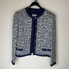 REINE Collarless Jacket Navy/White Chanel Suit 