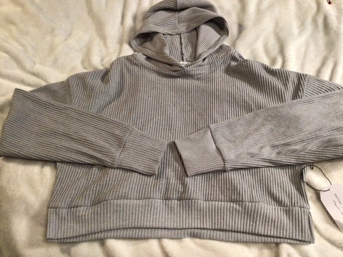 BETTER TOGETHER HOODIE SMALL nwt NEW GRAY LOOSE RIBBED CORDUROY TOP LONG SLEEVE - Bild 1 von 5