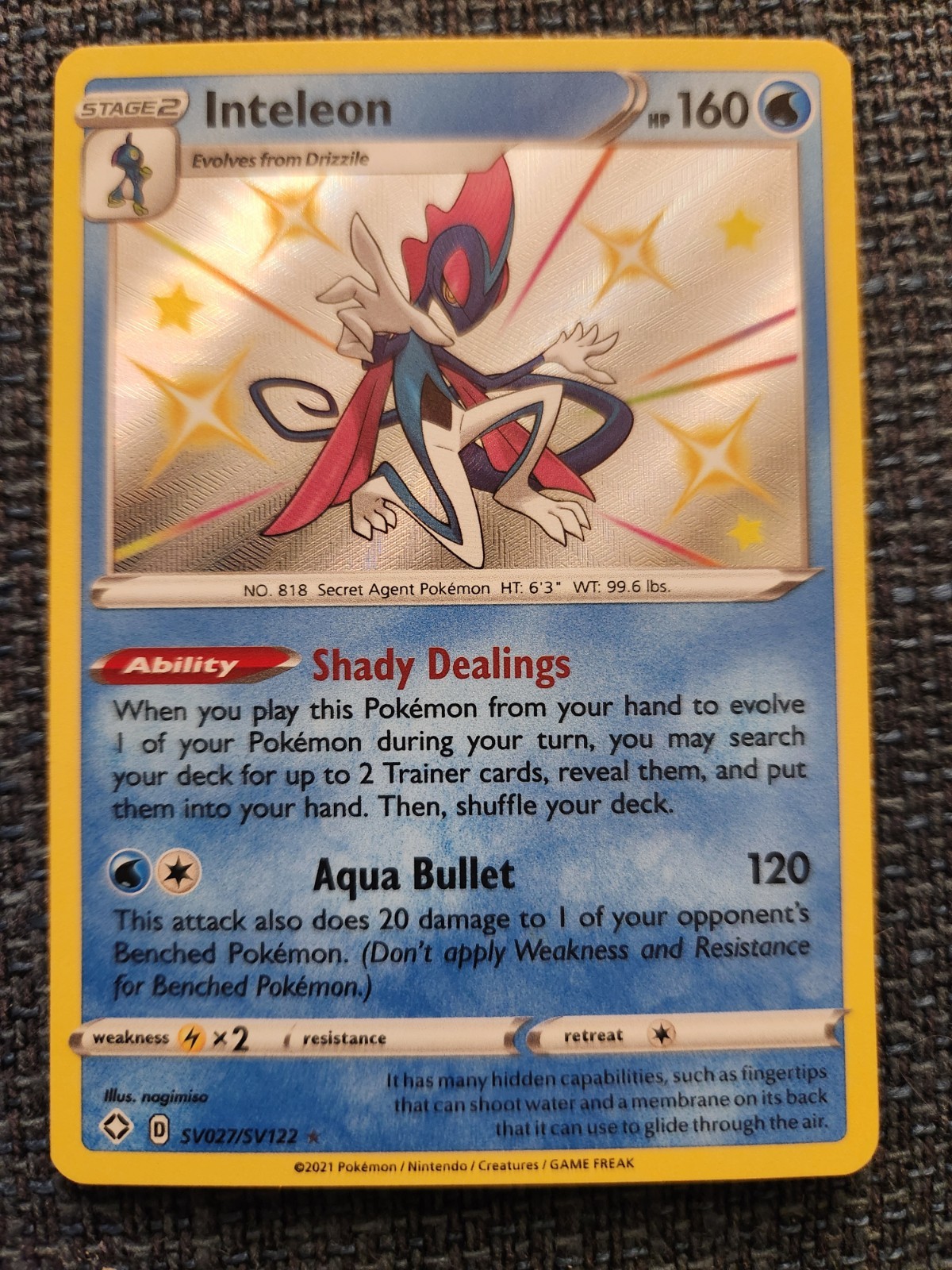 Inteleon SV027/SV122 Shining Fates: Shiny Vault Holo