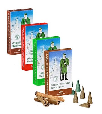 4 tlg Set Crottendorfer incense fir scent, cinnamon, Advent scent & sandalwo