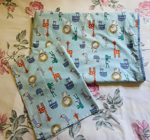 John Lewis 100% Cotton Cot Duvet Cover & Pillowcase VGC Lovely Quality Item Blue - Afbeelding 4 van 6