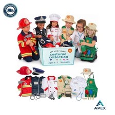 6-in-1 Kids Dress Up Costume Set Boys Girls Firefighter Police Doctor Chef