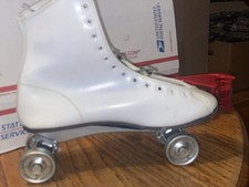 Vintage Roller Derby STREET KING Shoe Roller Skates Metal Wheels - White Sz8