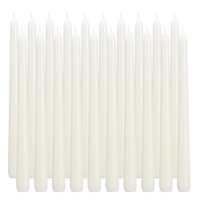 flamecan Ivory Taper Candles, Set of 20 Unscented and Smokeless 10 Inch Taper...