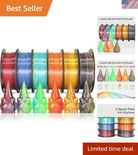 Dual Color 1.75mm Silk PLA Filament Set - 6 Spools for Unique 3D Creations