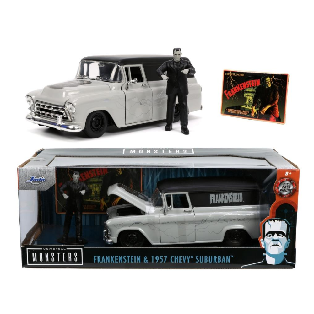Jada 32191  1957 CHEVY SUBURBAN WITH FRANKENSTEIN FIGURE 1:24 DIECAST MODEL