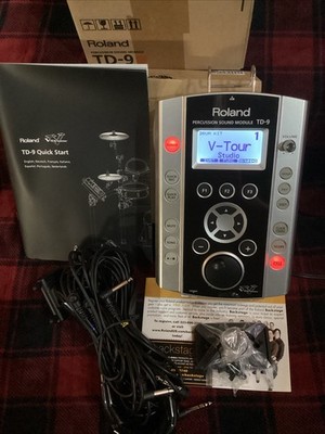 Roland TD-9 Electronic Drum Module - With Harness, Mount, Adapter & Docs