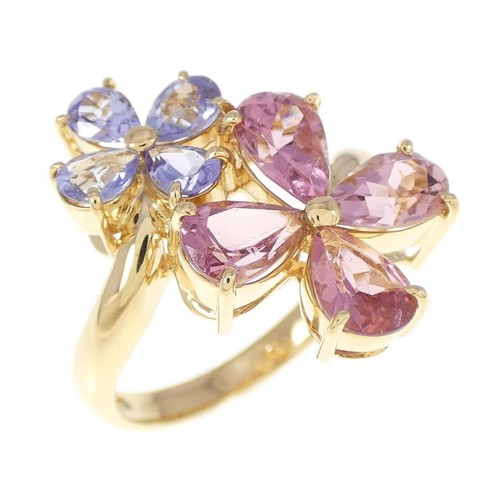 Authentic K18YG Flower Tourmaline Ring #260-006-335-1798