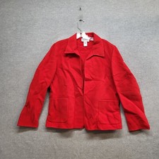 VINTAGE Pendleton Women Jacket Medium Red Blazer Merino Wool Open Front