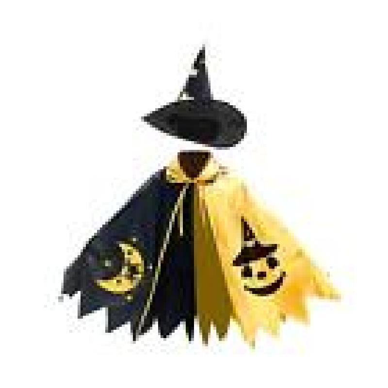 Halloween Kids Wizard Cloak and Hat Set for Dress up Themed Party