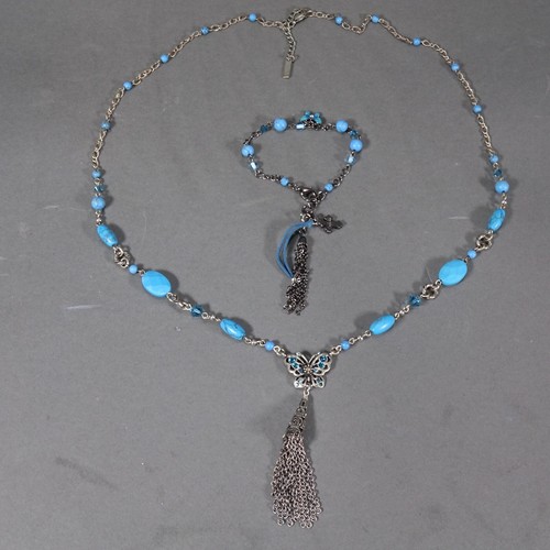 ANNA SUI Butterfly Necklace & Bracelet Set Jewels & Torquois Beads  - Picture 4 of 12