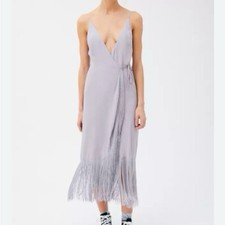 Women’s urban outfitters Pisa lavender fringe wrap dress Medium M 