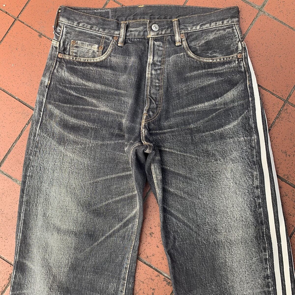 Y-3 Yohji Yamamoto Adidas SS04 3 Strip Spotted Horse Denim Y-3 Yohji Yamamoto Adidas SS04 3 Strip Spotted Horse Denim