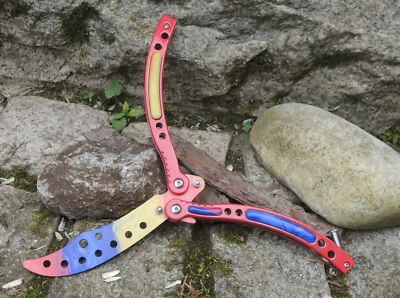 Albainox BUTTERFLY Trainer Übungsmesser STUMPF Balisong COLOR DOPPLER 02170