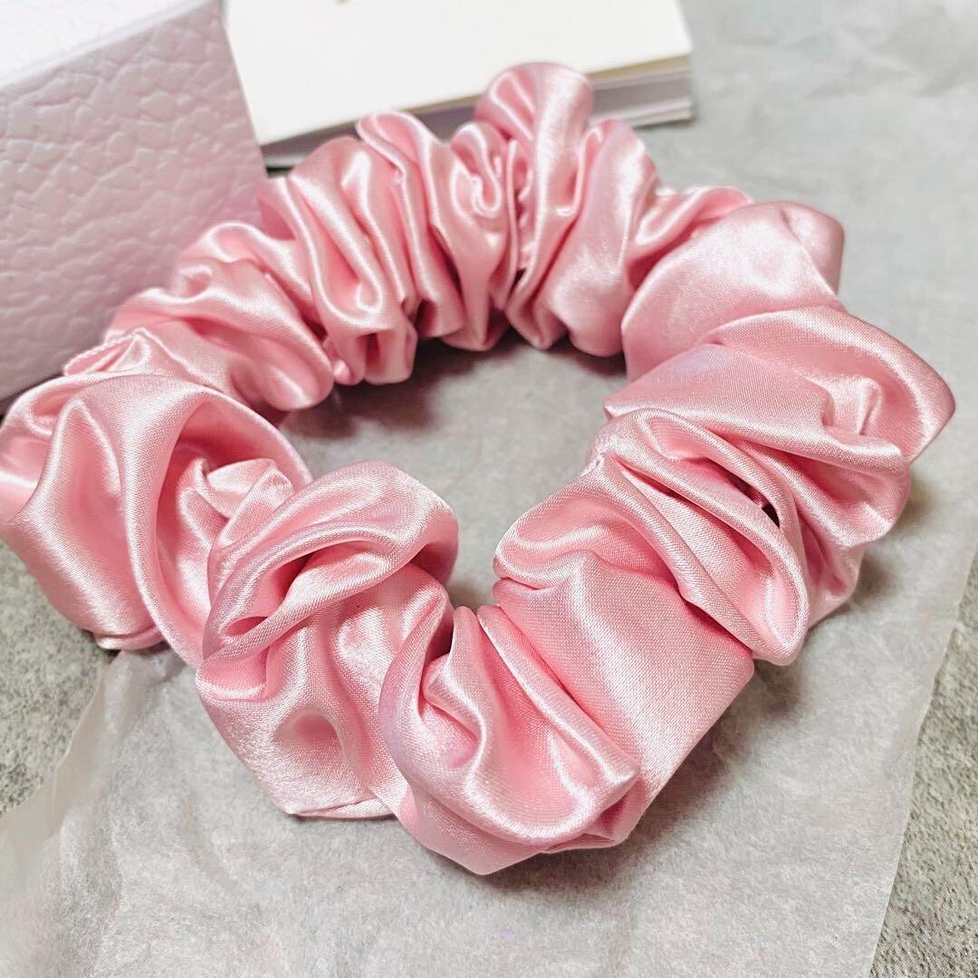 Dior Scrunchie Hair Band Silk Pink Plain Pattern Novelty Hair
