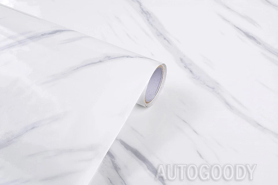 4ft x 20ft Gloss White Marble Granite Stone Wallpaper Vinyl Wrap Film 48" x 240" - Image 4 of 4