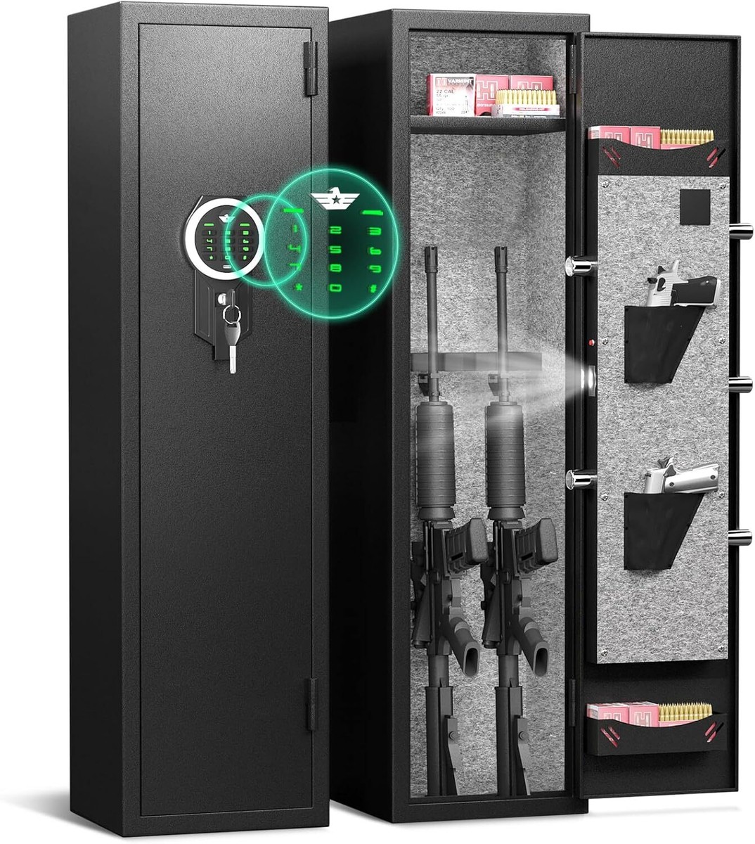 Three Rifle Gun Safe 2-3 Rifles Gun Safe, Biometric Gun Safe For Rifle Shotgun Firearm, Gun