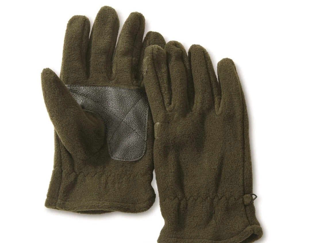 Genuine Italian Military Surplus Olive Drab Fleece Gloves, 2 Pairs, XL, New
