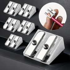 2x Anspitzer Metall Bleistift Spitzer Set silber Doppelspitzer Büro Schule Stift