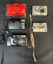5 Assorted Untested Akira, Vivitar, Samsung Canon 35mm Digital Cameras