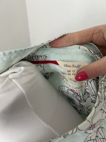 White Stuff 100% Linen Mint floral Summer Dress size 12 BNWOT - Picture 12 of 12