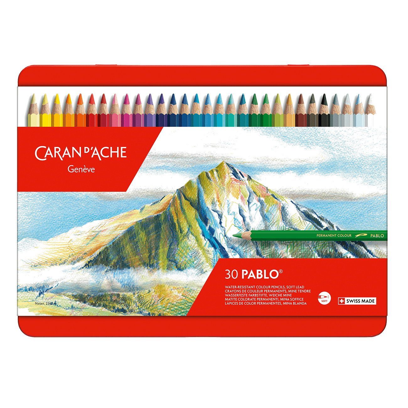Caran d'Ache Pablo Coloured Pencil Set Metal Tin 30 Pack Artist Drawing - Image 2
