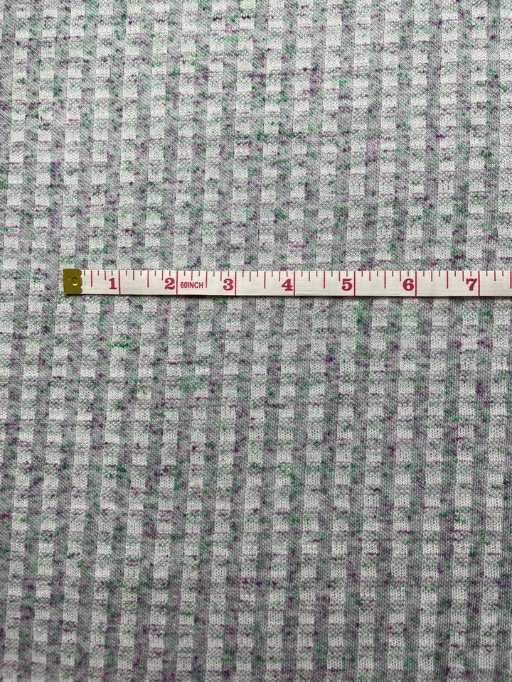 "Remanentes de tejido elástico de 4 vías a cuadros de tela a cuadros vintage 68"" W X 48"" L" Foto 2 de 4