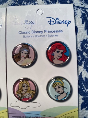 Disney BUTTONS Dress It Up Villains Ursula And Princesses Belle Round Set Of 12 - Picture 3 of 5