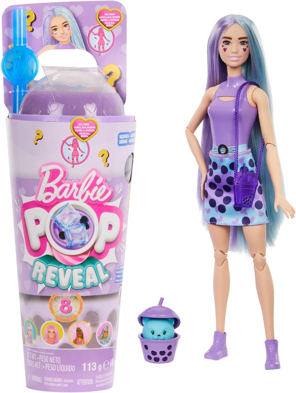 Barbie Pop Revelar Bubble Tea Series Muñeca y Accesorios Taro Milk 8 Sorpresas Nuevo