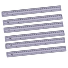 (Set of 6) Transparent Ruler 30cm (12") Clear Plastic Shatterproof Scale Rulers