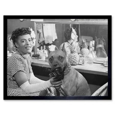Vintage Portrait Blues Singer Billie Holiday Dog Usa 12X16 Inch Framed Art Print