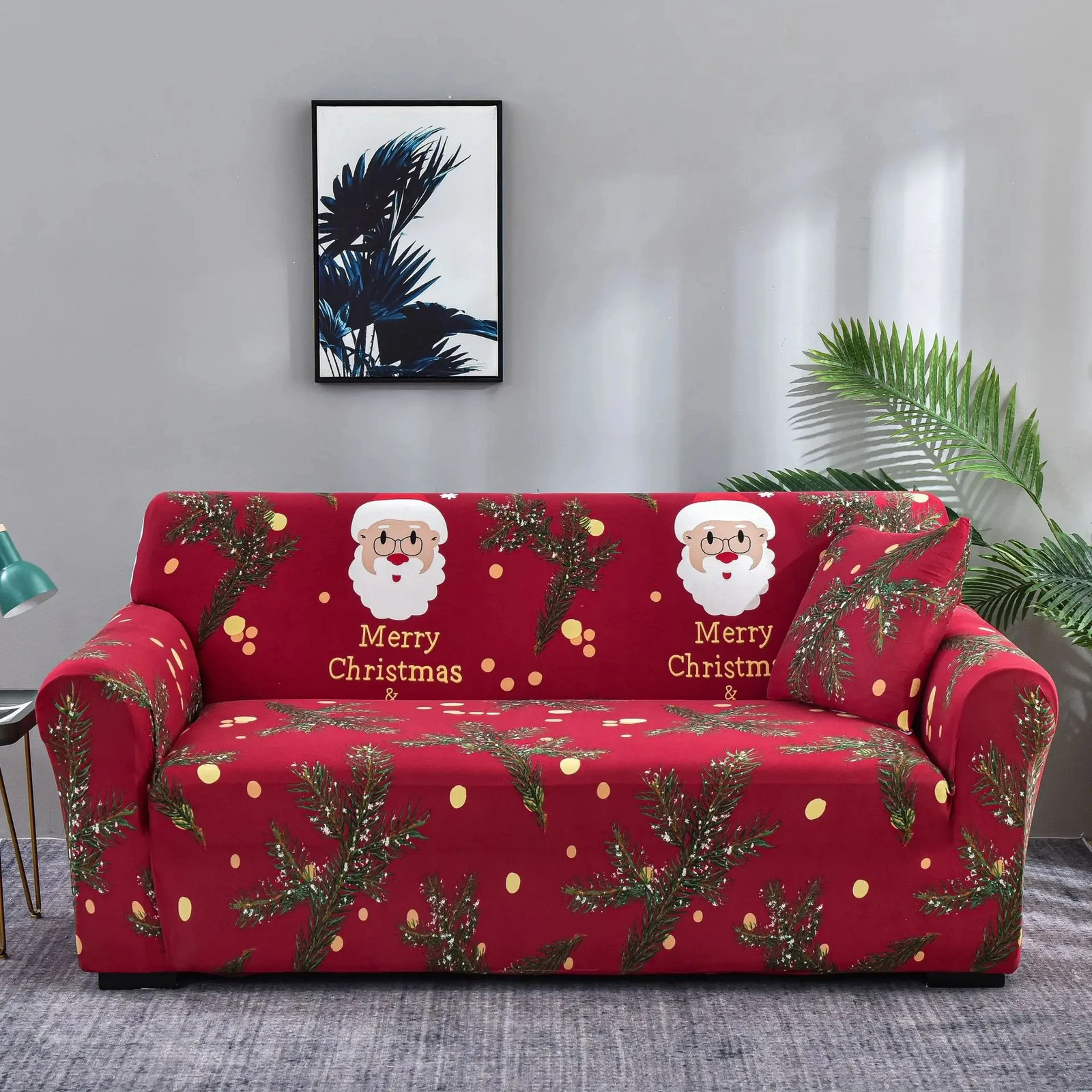 New Elastic Non-Slip Christmas Sofa Cover Santa Claus Sofa Slipcover Protector