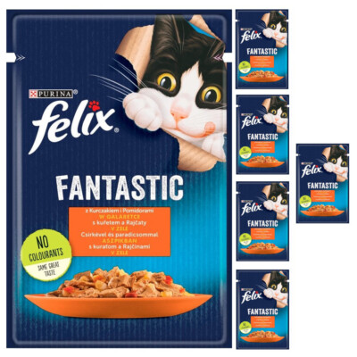 Felix Fantastic Katzenfutter Huhn mit Tomaten in Gelee Beutel 6x85g