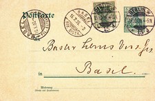 Postkarte, 1906, Ganzsache P58X, Berlin W, nach Basel,