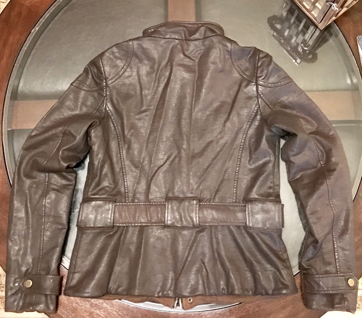 ジャケット・アウター Ralph Lauren Women's Oiled Jacket Ralph Lauren Womens Waxed Motorcycle Belted Jacket Brown Sz
