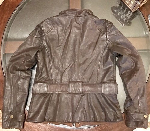 Ralph Lauren Womens Waxed Motorcycle Belted Jacket Brown Sz Small Brand New - Picture 2 of 8