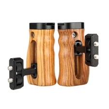 NICEYRIG 2x Universal Wooden Handle Handgrip with Cold Shoe for DSLR Camera Cage