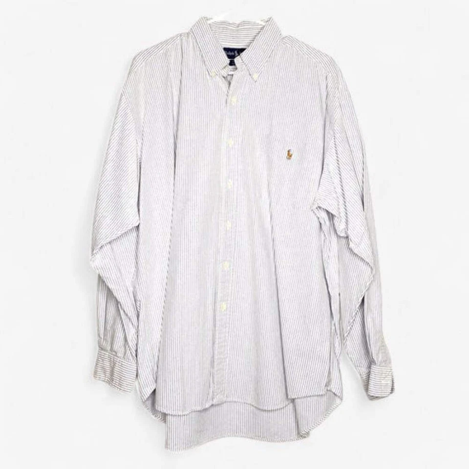 Camisa grande listrada azul e branca masculina Ralph Lauren tamanho G