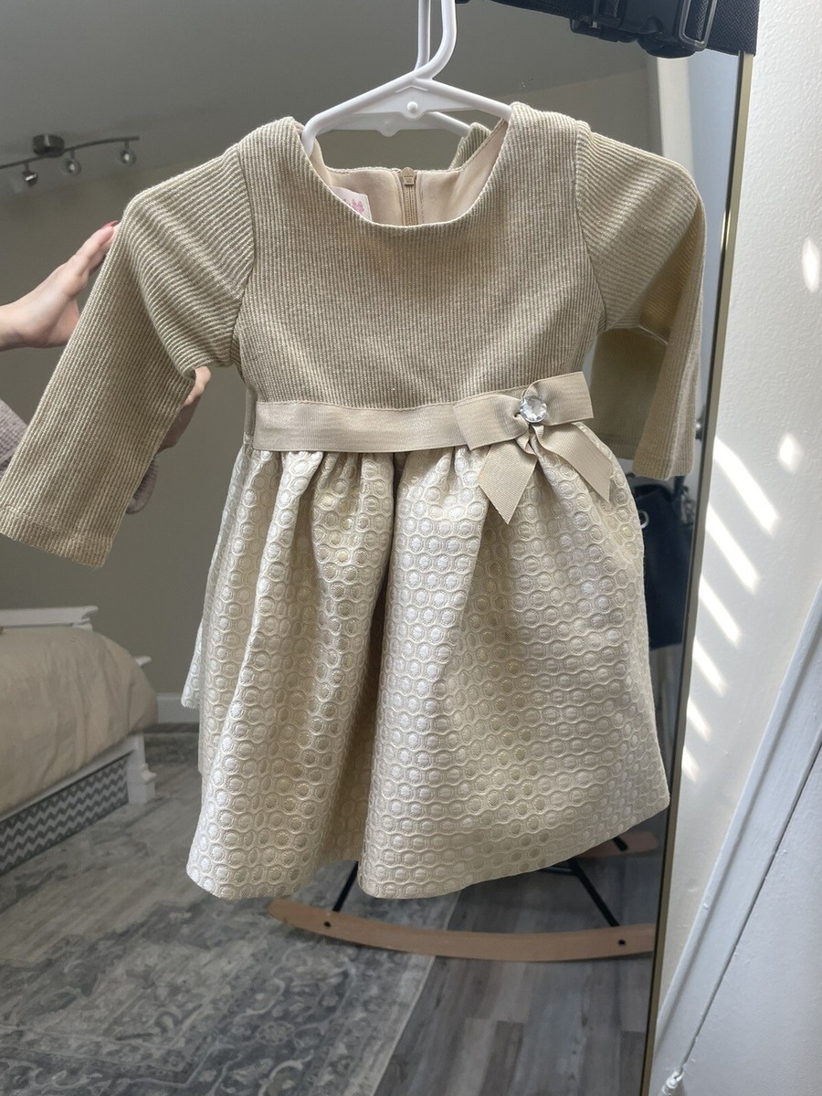 gold baby dress 6 months Baby Girl Birthday Princess Dress Flower Girl Fluffy Dress