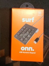 Onn Surf Black 18 Keys PC And Mac Compatible Attached Cable USB Numeric Keypad