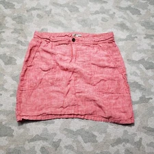 Horny Toad Skirt Womens 6 Red Linen Pockets Drawstring