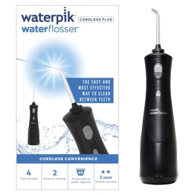 Waterpik Cordless Plus Water Flosser Black, Rechargeable, Portable, Dental