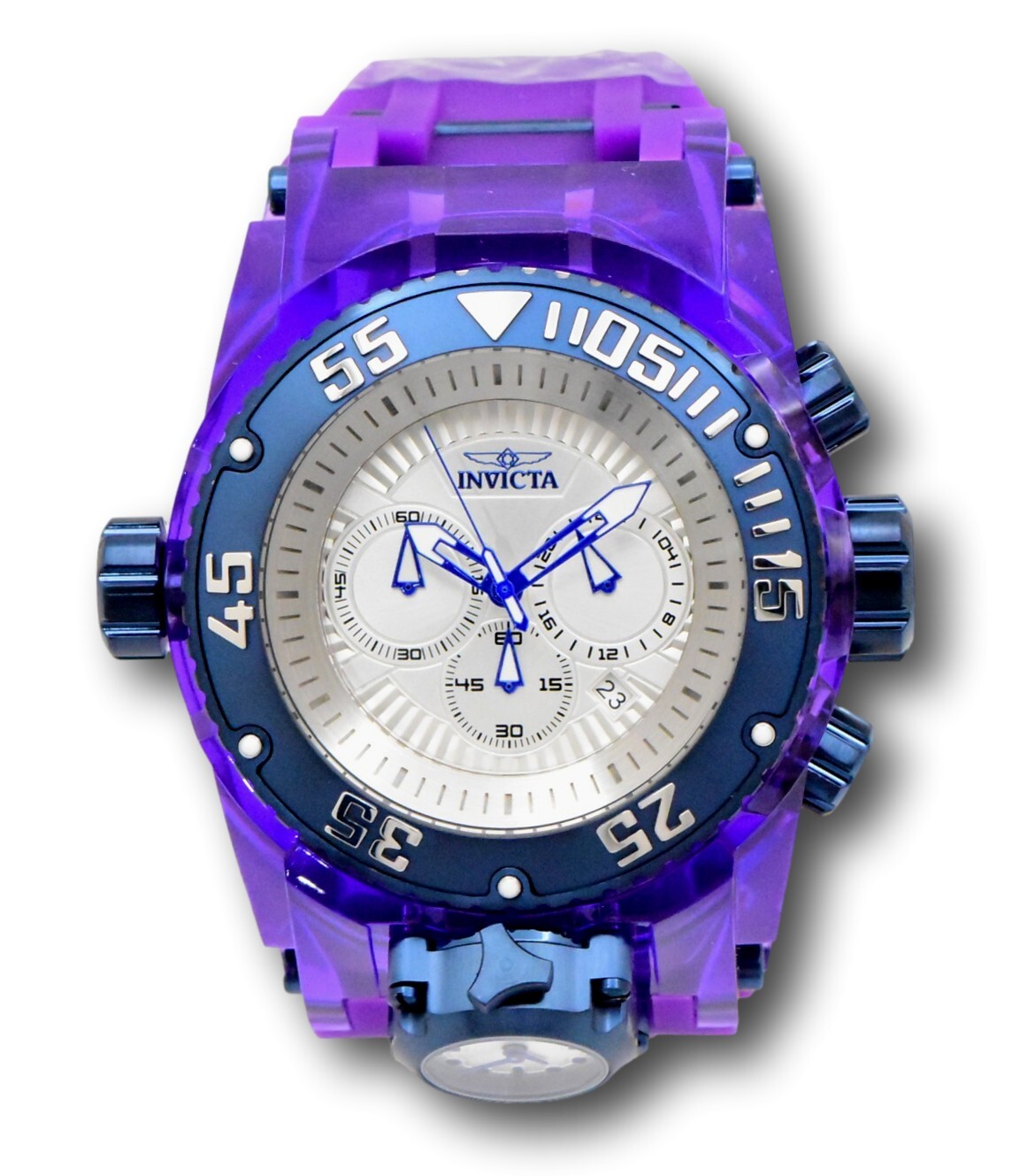 Invicta Bolt Zeus Magnum Shutter Men's 52mm Dual Time Purple Chrono Watch 43116