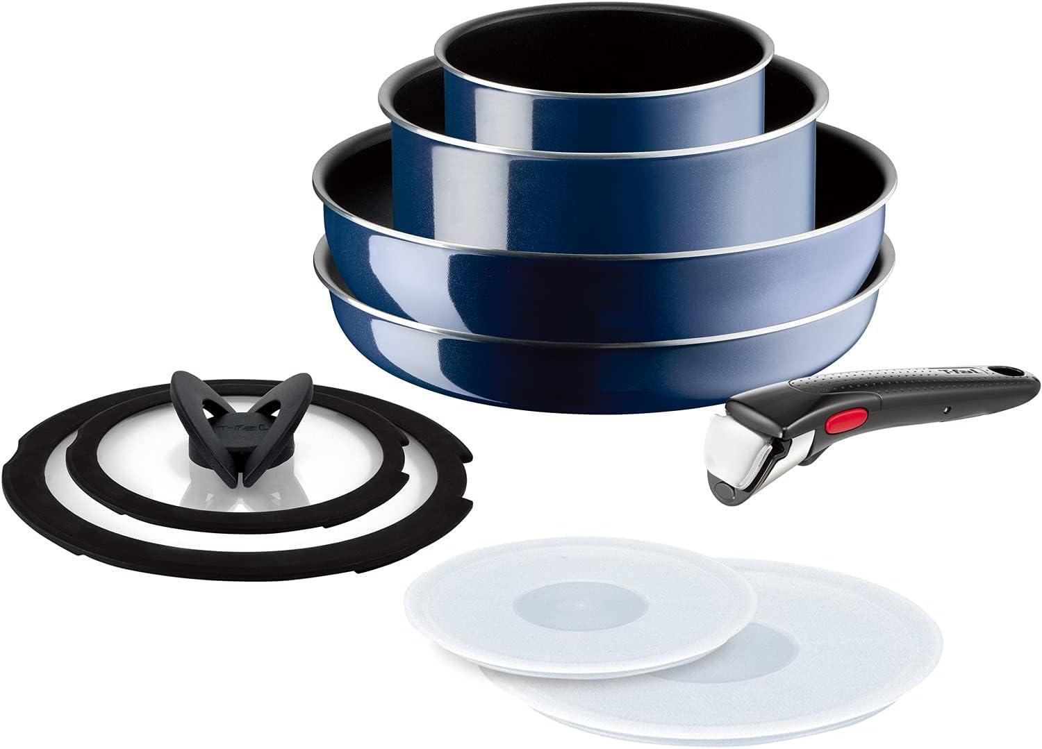 Tefal L43792 Ingenio Neo Royal Blue Pot and Frying Pan Set, 9-Piece Set Compatib-image
